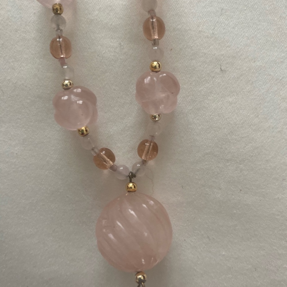 Pink quartz necklace